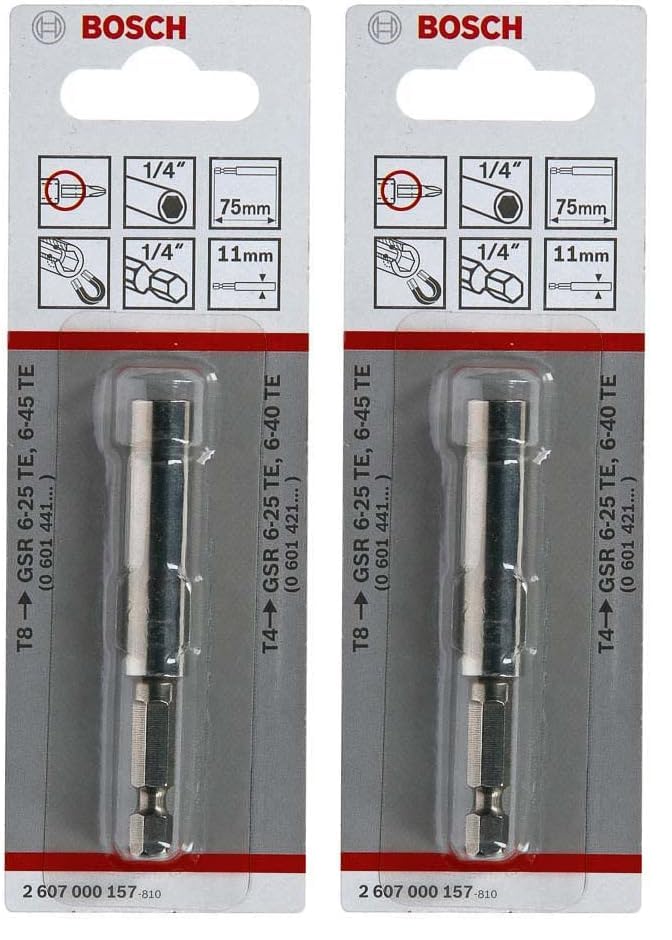 Bosch Accessories Professional Universalhalter mit Dauermagnet und Sprengring mit 1/4"-Sechskantschaft (Länge: 75 mm), 2607000157, Grau (Packung mit 2)