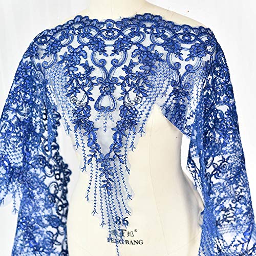Multicolor Ultra largo paillettes ricamo tessuti di pizzo accessori 60 cm sposa velo da sposa abiti in pizzo fai da te materiali artigianali- bianco, prezzo 3 yard