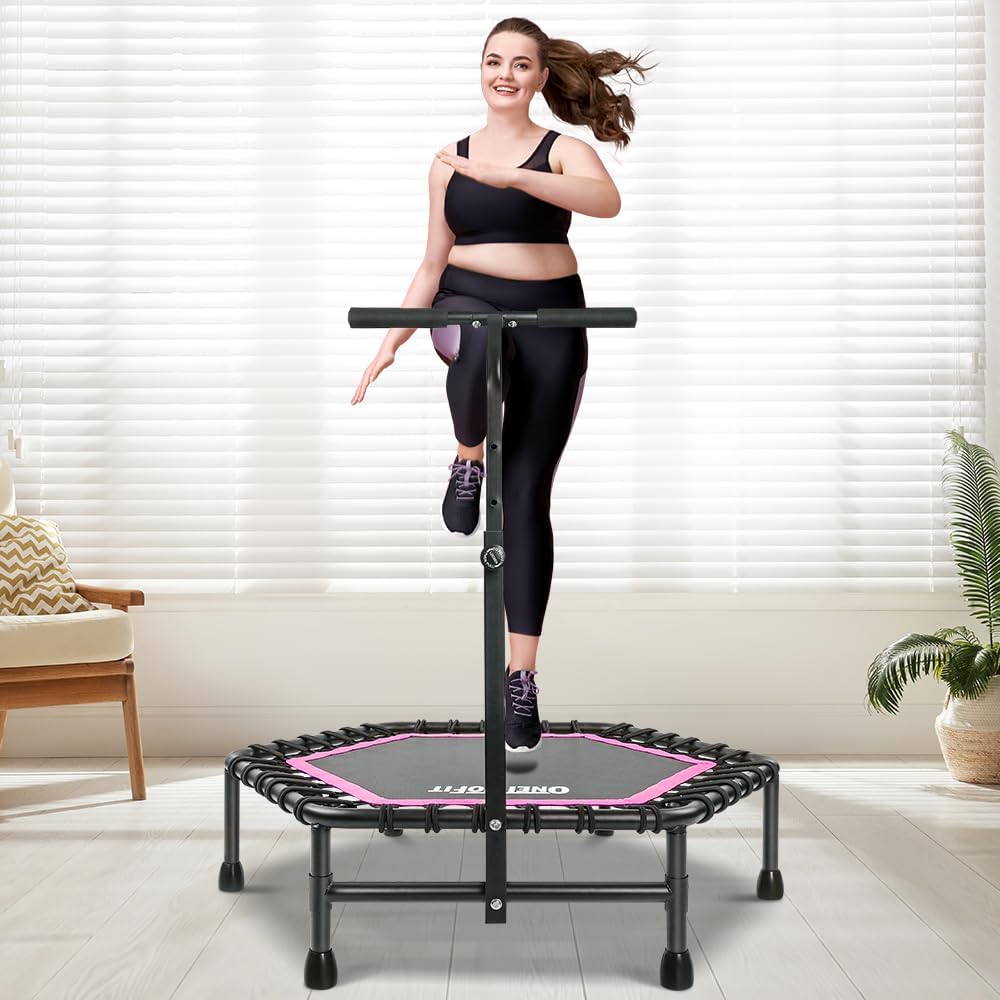 42"/45" Rebounder Trampoline for Adults, Silent Mini Trampoline Indoor Exercise Fitness Trampoline Bungee Rebounder Workout Max Load 330lbs