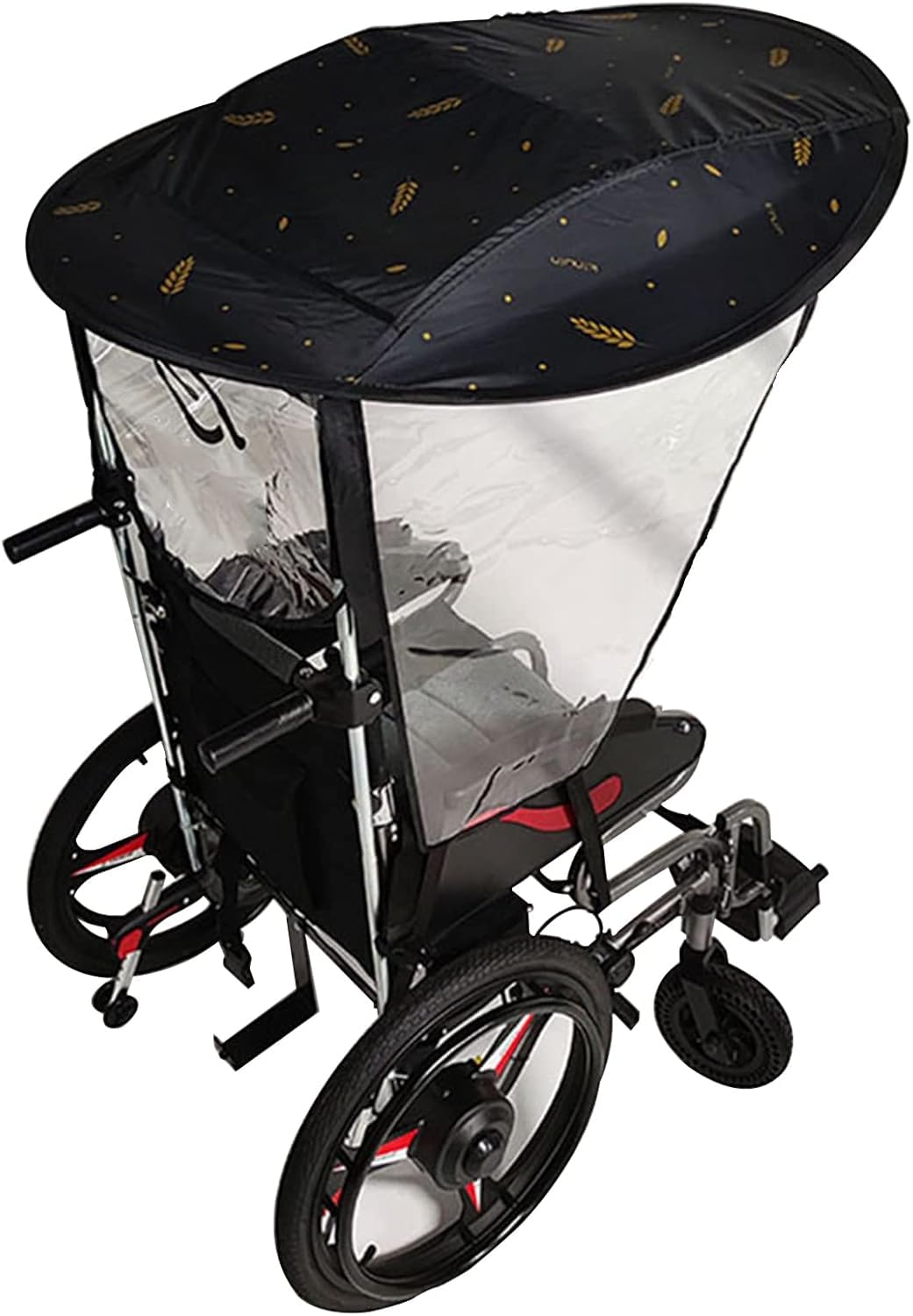 Toldo eléctrico para silla de ruedas – Parasol universal para protección contra rayos UV, soporte de abrazadera para silla de paraguas para la mayoría de sillas de ruedas