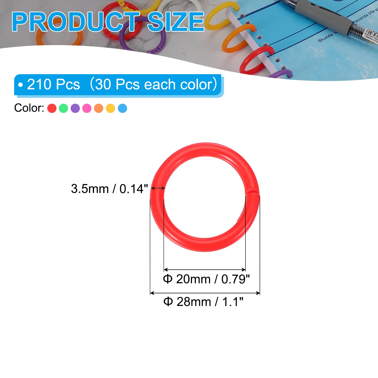 PATIKIL 1.1" Loose Leaf Binder Rings - Image 2