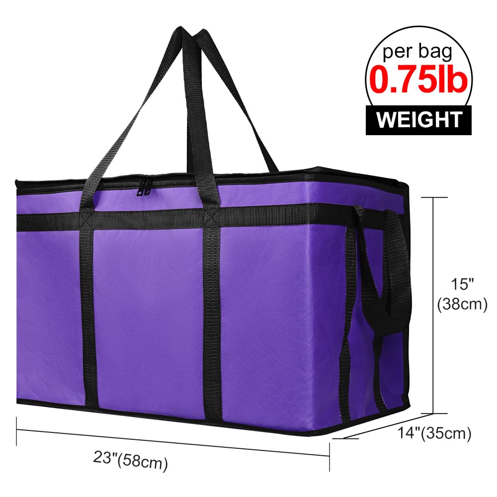 Bodaon Paquete de 1 bolsa aislada para entrega de alimentos, bolsa de aislamiento para alimentos fríos y calientes, comercial, bolsa de calentamiento reutilizable de gran capacidad, color morado