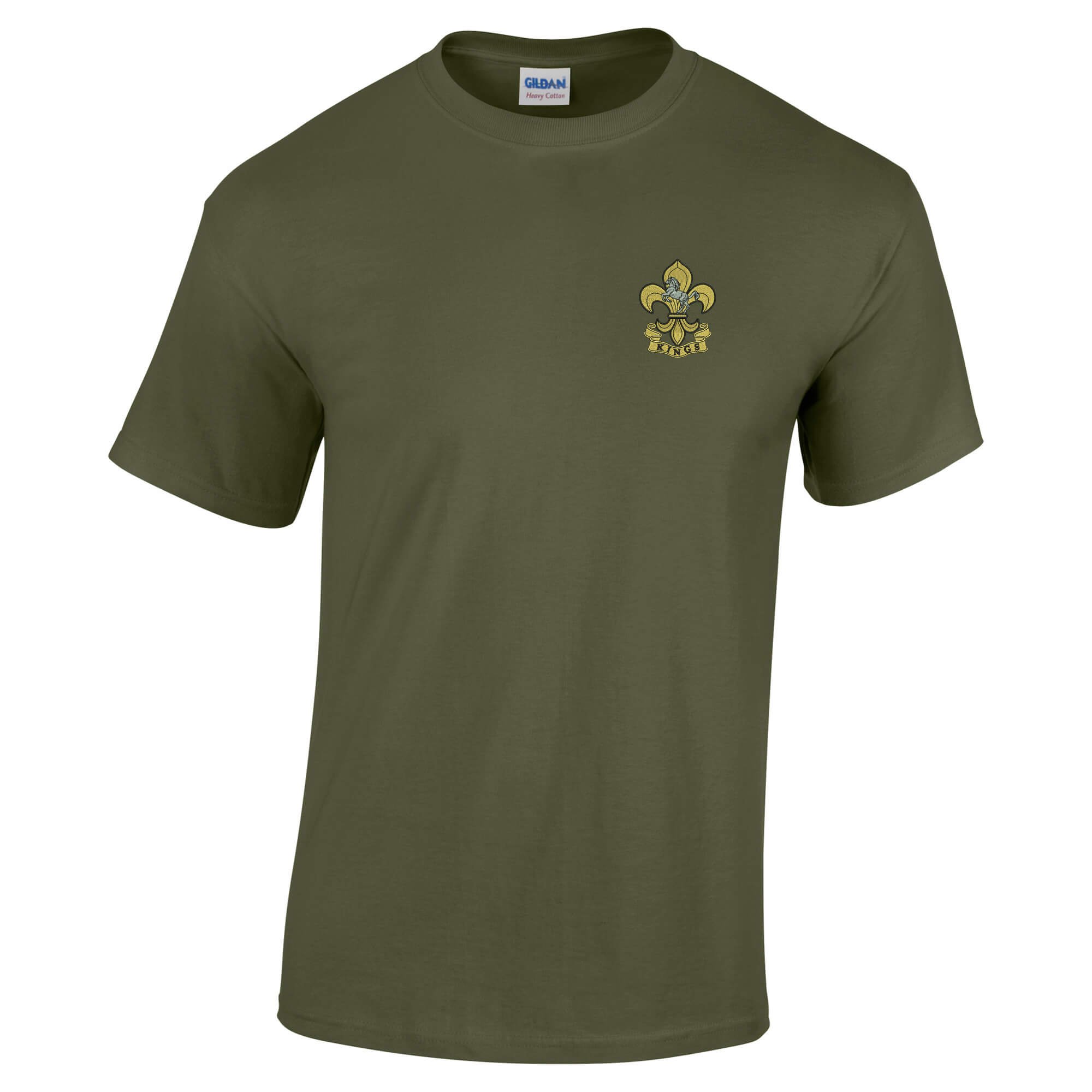 Pineapple Joe's Men's Military Green King's Regit Embroidered T-Shirt - Medium