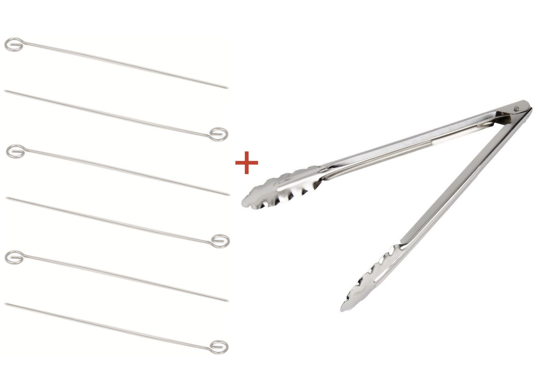CHEF DIRECT Stainless Steel Round Skewers + BBQ Tong for Grill // 7 PCS Pack (6 Skewers + 1 Tong)// Barbecue Tandoor Tikka Kebab Kabob Metal Sticks & Pincer (12 INCH Skewers + 12 INCH BBQ Tong) (B07F2JQMSK) Amazon Price History, Amazon Price Tracker