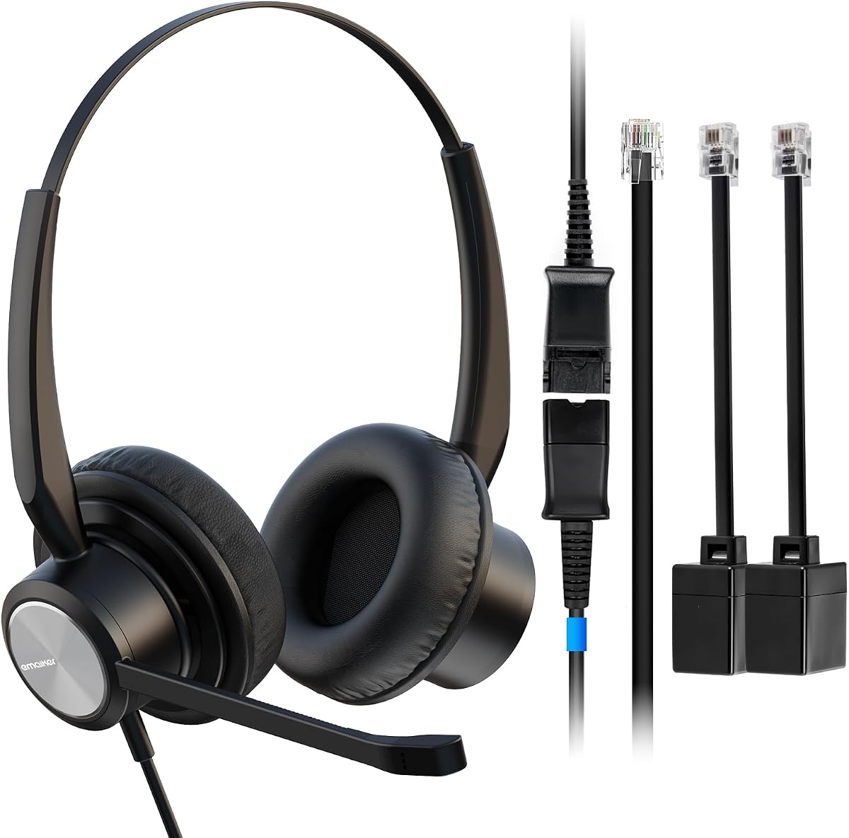 Auriculares para teléfono de oficina 2 orejas RJ9 RJ11 Centro de llamadas Auriculares para teléfono con micrófono con cancelación de ruido para teléfonos fijos Grandstream Sangoma Yealink Snom Teléfonos SIP e IP