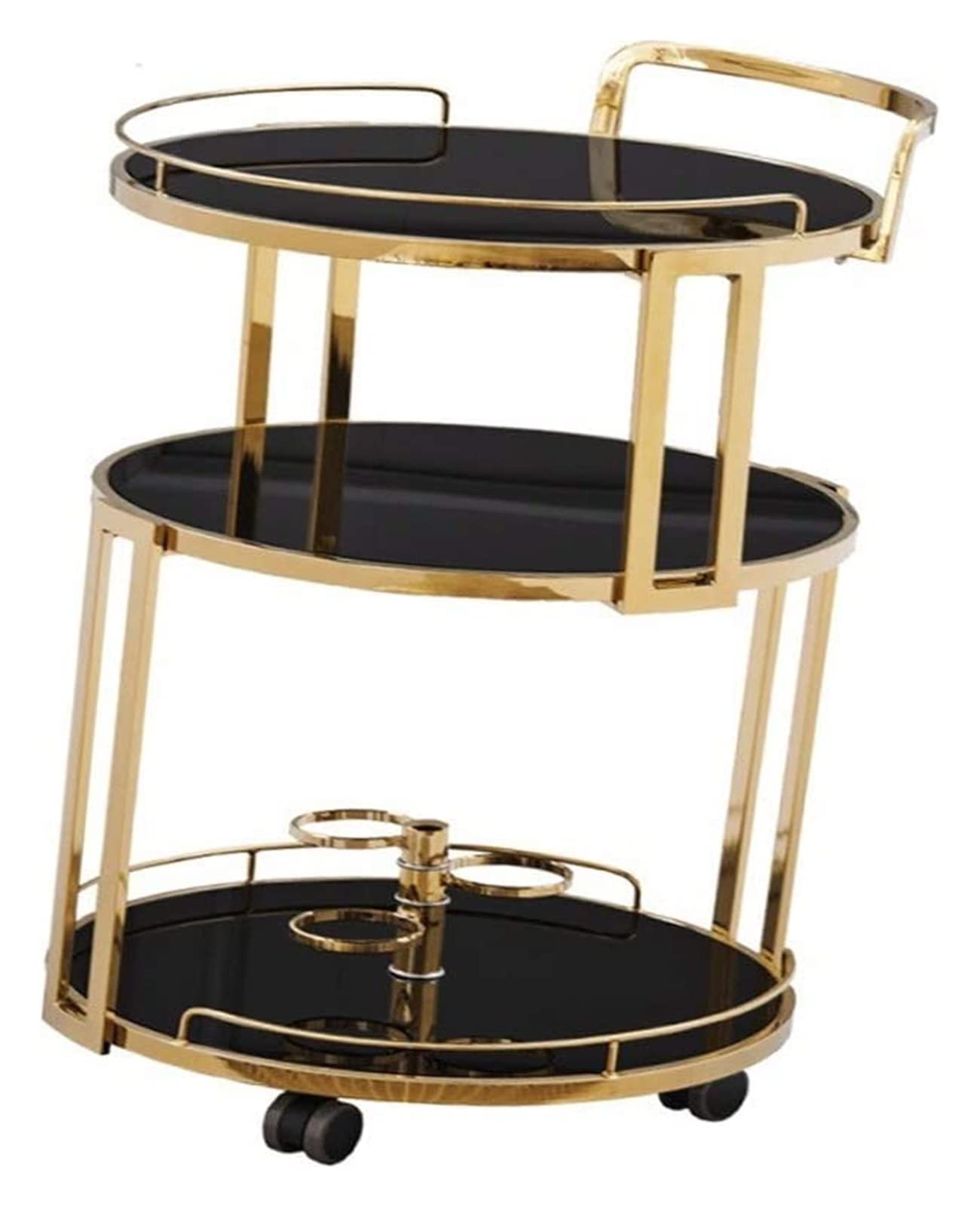 MFRELMNZG Bar Serving Carts for Home Hotel Restaurant Cart, Large Stainless Steel Utility Cart 3 Tier Kitchen Rolling Carts Restaurants Serving Trolley For Kitchen Hotels,Tempered Glass Table Top