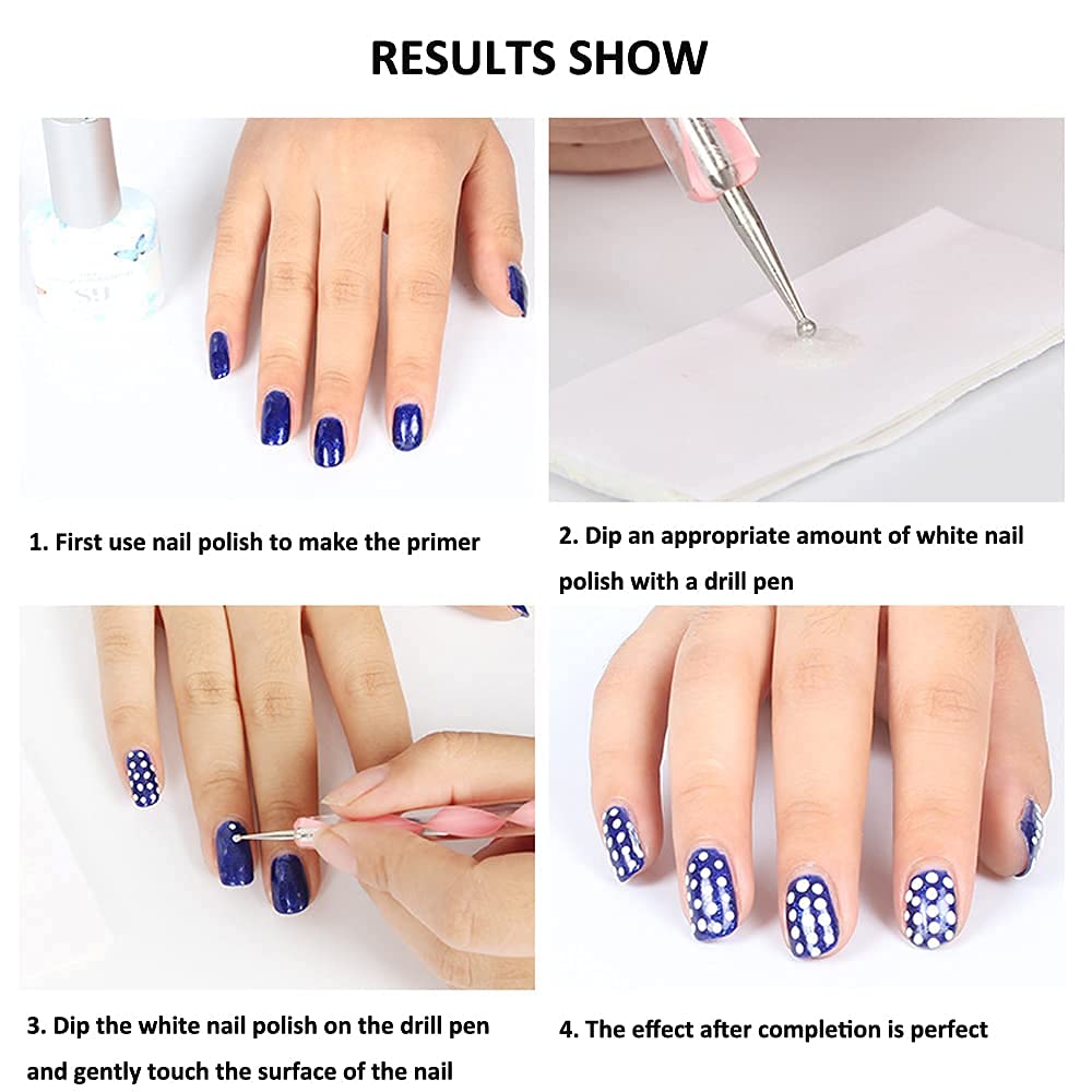 URBAN BOX 5 Pcs Set 2-Way Double Ended Dotting Tools, Nail Dotting Pen Marbleizing Tool Set Nail Polish Paint Manicure Dot Nail Art Tool Set, Embossing Stylus for Painting,Multi-Colored 2