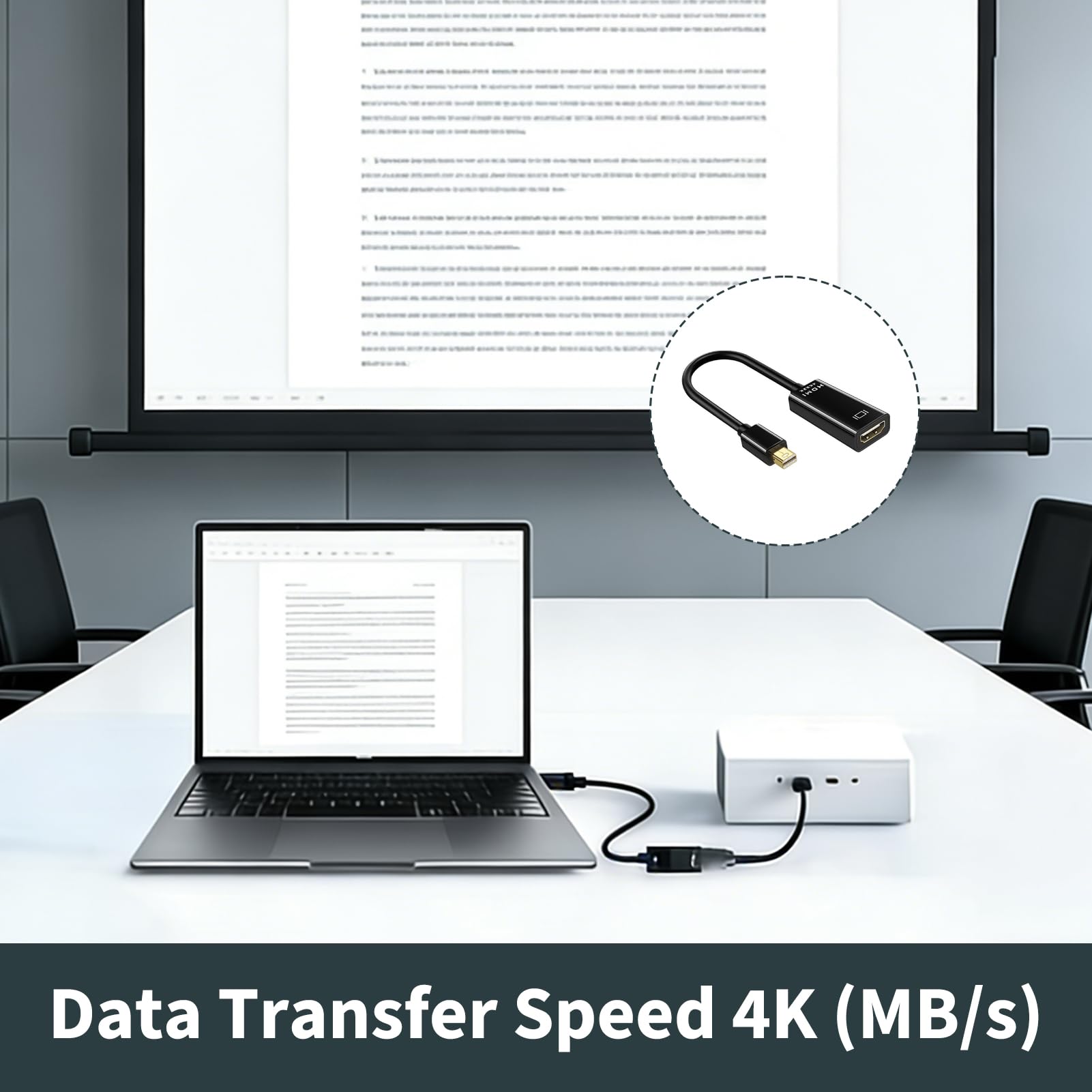 Adaptateur Mini DisplayPort vers HDMI, Adaptateur Thunderbolt vers HDMI 4K@30Hz, Compatible Thunderbolt 1/2, Sortie Audio Vidéo vers Écran TV ou Projecteur, Modes Miroir et Étendu, pour iMac Surface