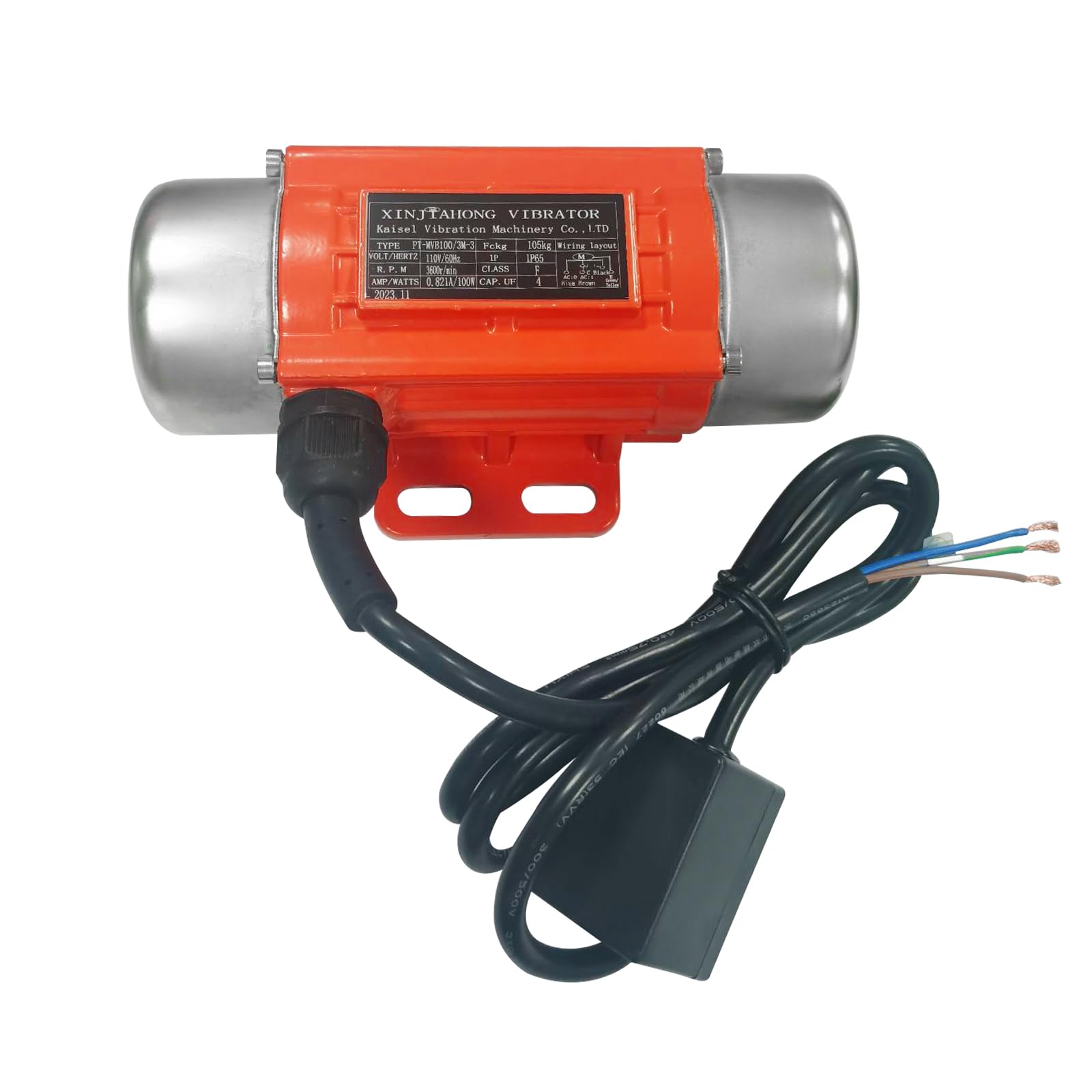 Concrete Vibrator Industrial Vibration Motor Single Phase AC 110V 3600rpm 100w Motor Vibrating Tool For Silo Hopper Shaking Table (100W)