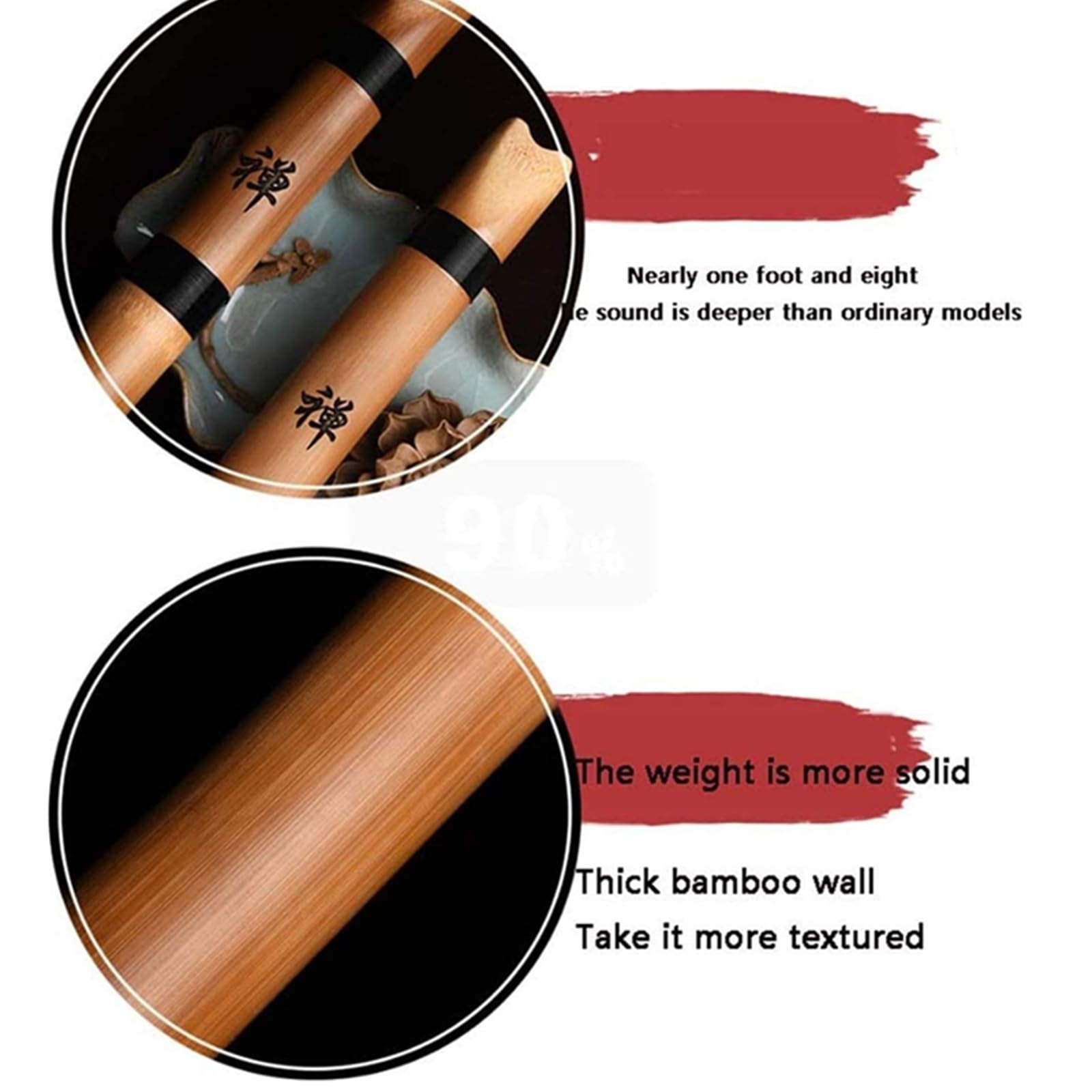 Foro per Principianti Flauto Giapponese Shakuhachi Tang Professionale Play Eigho Hole Art Strumenti Musicali Maschili e Femmina G Key F Key (Bianco)