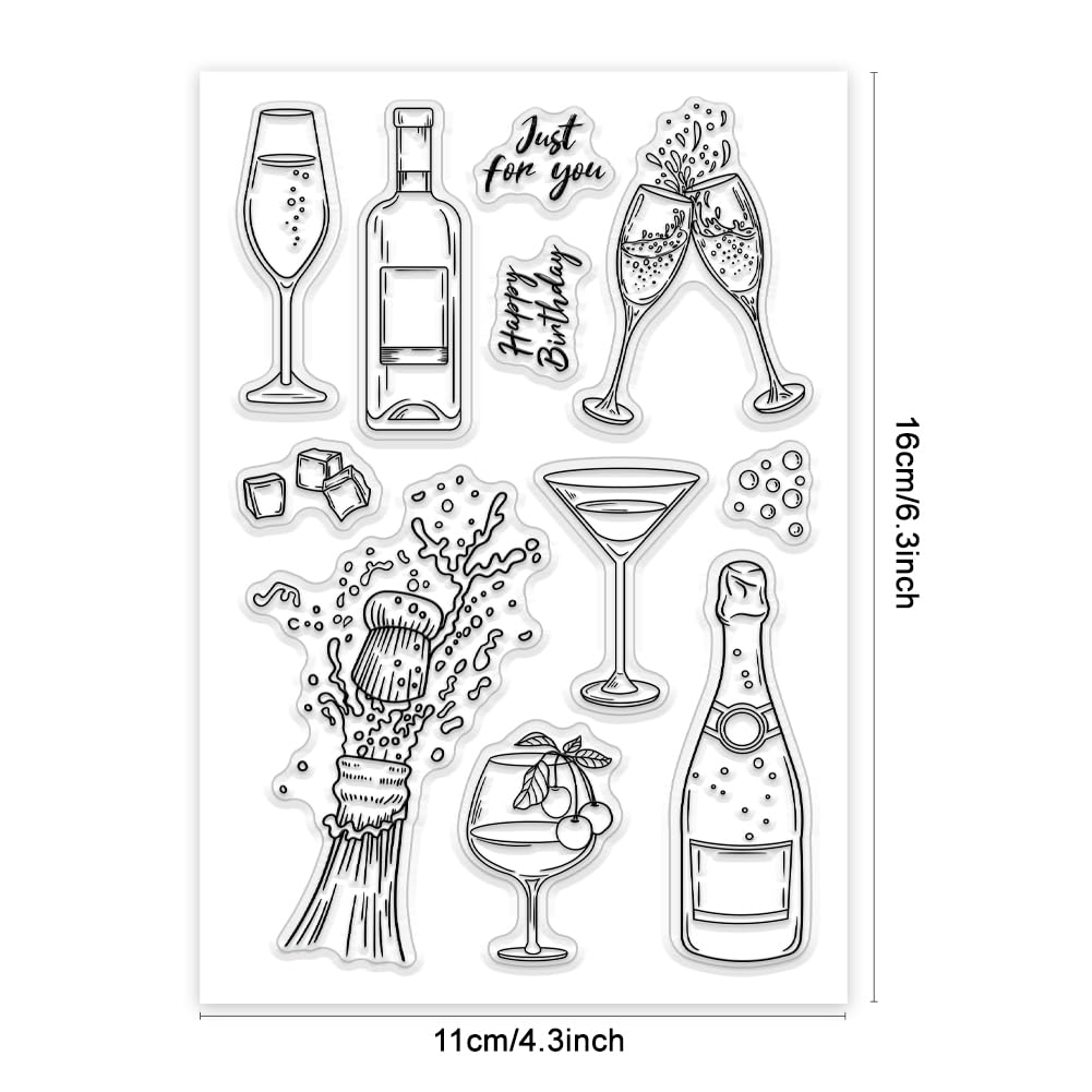 PH PandaHall Champagne Clear Stamps, Celebrate Silicone