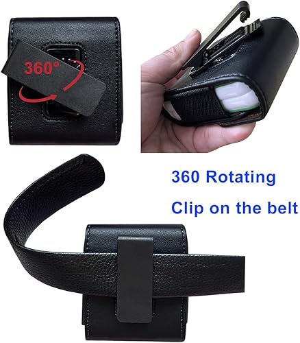 Miniatura 2 de Funda para teléfono con cinturón para Galaxy Z Flip 7/6/5/4/3, funda de cuero giratoria 360 grados, soporte para teléfono con clip para cinturón