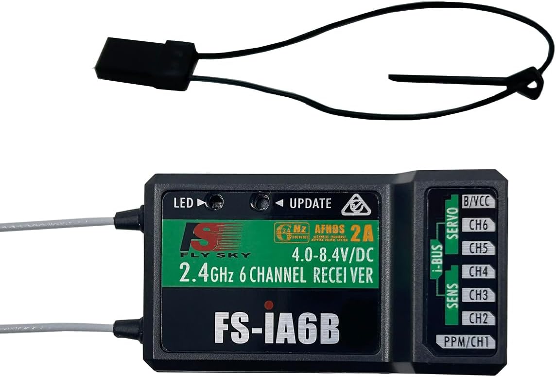 FS-iA6B Receiver 6 Channels 2.4GHz Support PWM PPM i.Bus for FS-i6 FS-i6S FS-i6X RC Transmitter Radio Remote Control，Compatible with Flysky AFHDS2A TX Black