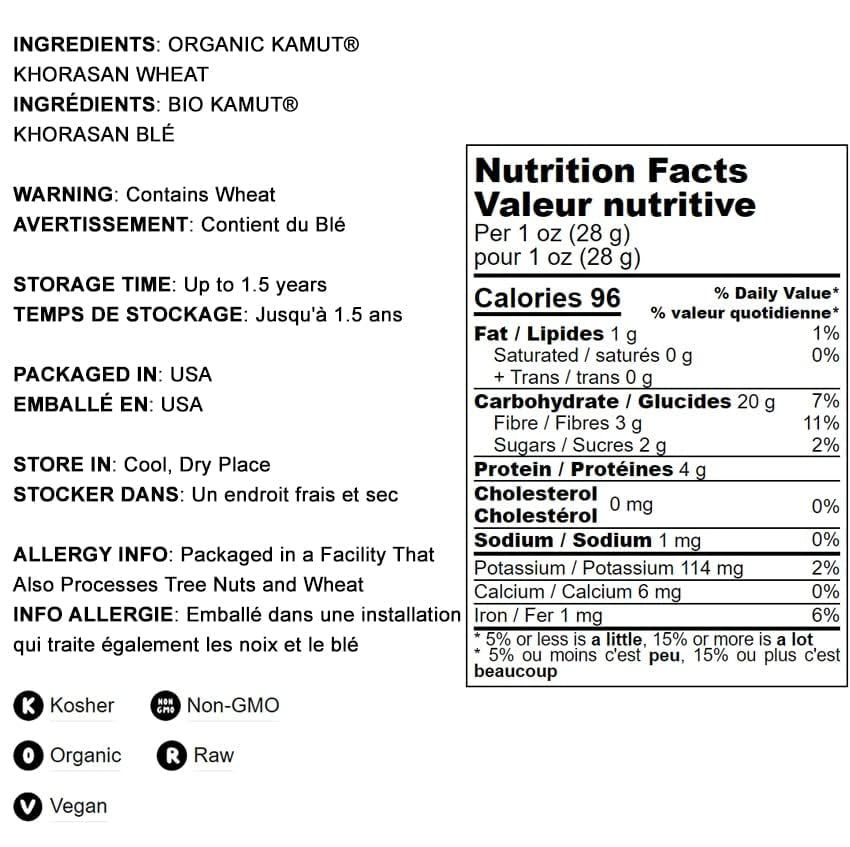 Miniatura 4 de Copos de trigo KAMUT Khorasan enrollados orgánicos, 2 libras, sin OMG, hechos de bayas de trigo integral, kosher, a granel, ideal para cereales,