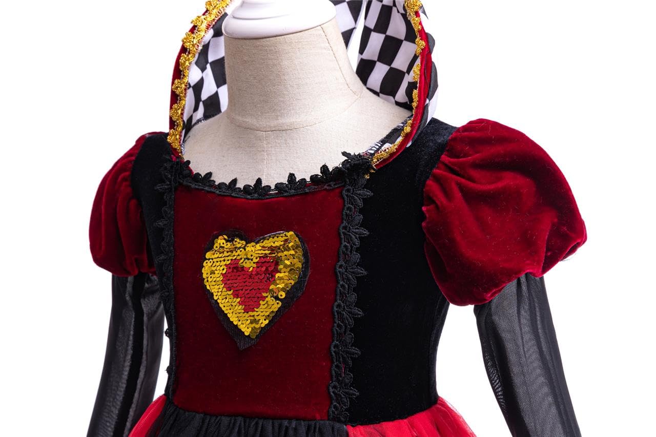 Lito Angels Vestito Costume da Regina di Cuori da Alice nel paese delle meraviglie con Accessori per Bambina, Rosso Nero