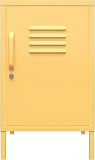 Novogratz Cache Metal Locker Style Living Room End Table, Yellow