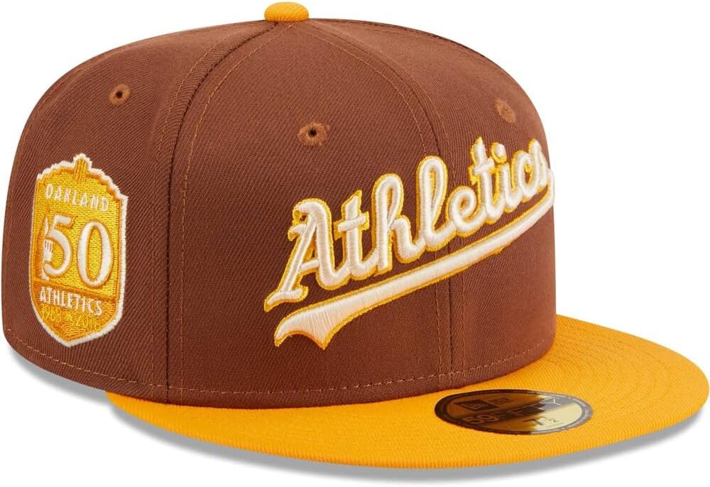 New Era Oakland Athletics 59FIFTY Tiramisu 50th Anniversary Gold Side Patch Fitted Cap, Hat