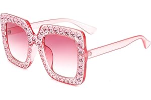 Elton Square Rhinestone Sunglasses Oversized Diamond Bling Bling Glasses