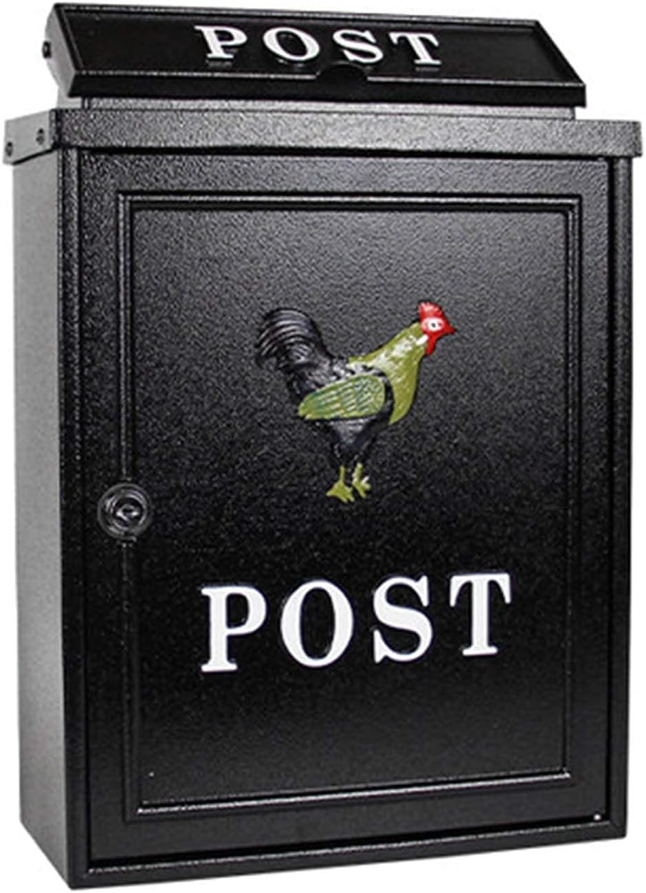 Letter Box Vintage Wall Mount Mailbox Rust-Proof Locking Large Mail Box for Outdoor Office Comment Letter Deposit Post Box with Keys (Color : E)