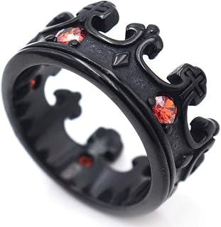 Mens Royal King Crown Domineering Ring Unisex Stainless Steel Cross Knight Bands Ring, Size 7 to 13