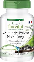 Fairvital | Extrait de poivre noir 10 mg - 120 comprimés - 95% pipérine - Pour 4 mois - 100% végétalien - Qualité contrôlée - Made in Germany