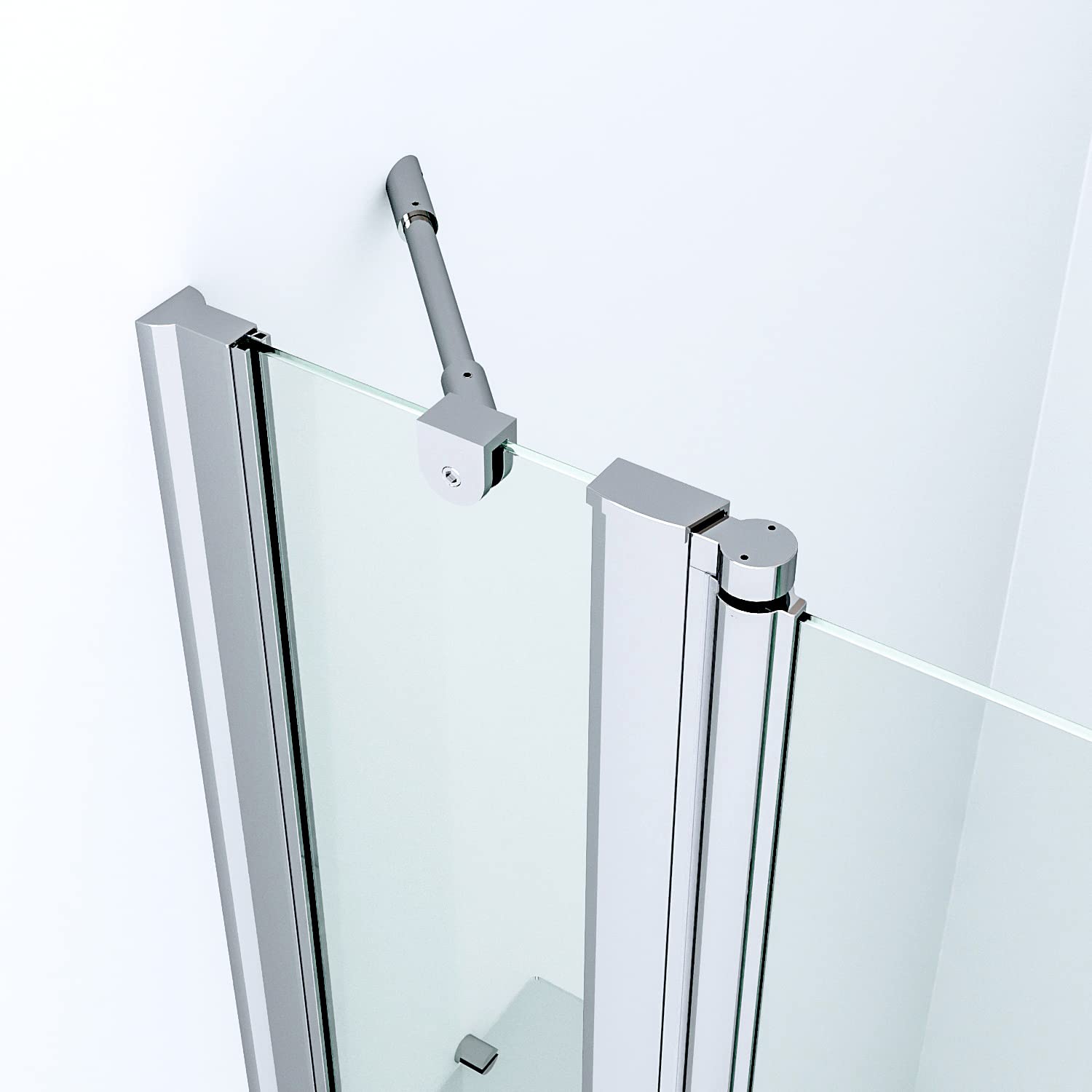 Duschtür mit Festteil und Eckregalen breite 110 cm Verstellbereich 108-111 cm Drehtür Schwingtür mit festem Seitenteil Duschabtrennung Duschwand Glas für Nische Echtglas 6 mm klar NANO-Beschichtung