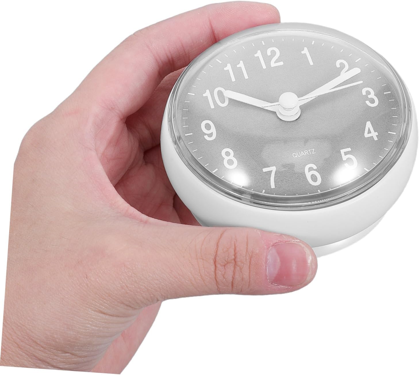 Mikinona Mini Waterproof Suction Cup Bathroom Clock 3.2 Inch Grey