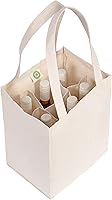 OrganicCottonMart 6 Bottle Canvas Wine Tote Bag - Sturdy Organic Cotton Carrier, Machine Washable, Reusable for Wine, Beer, Spirits