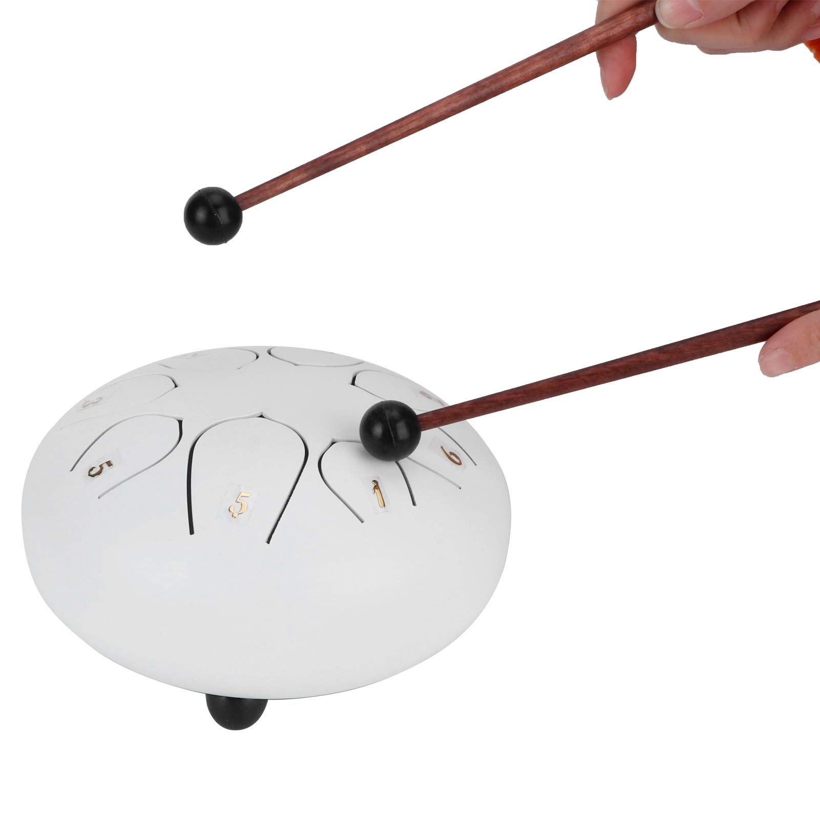 Tamburo per Lingua da 6 Pollici Strumento a Percussione Etereo a 8 Toni per la Meditazione Yoga Lega di Acciaio e Titanio (Bianca)