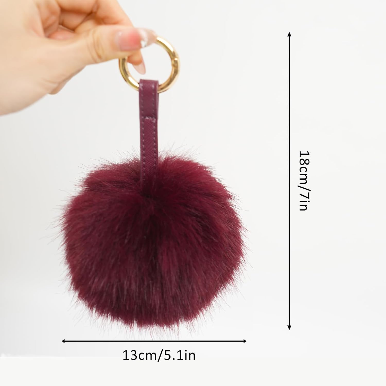 Pom Pom Keychain Artificial Faux Fur Ball Keychains Fluffy Keychain Pom Pom Bag Charm for Hand Bag Backpack Pendant image 5