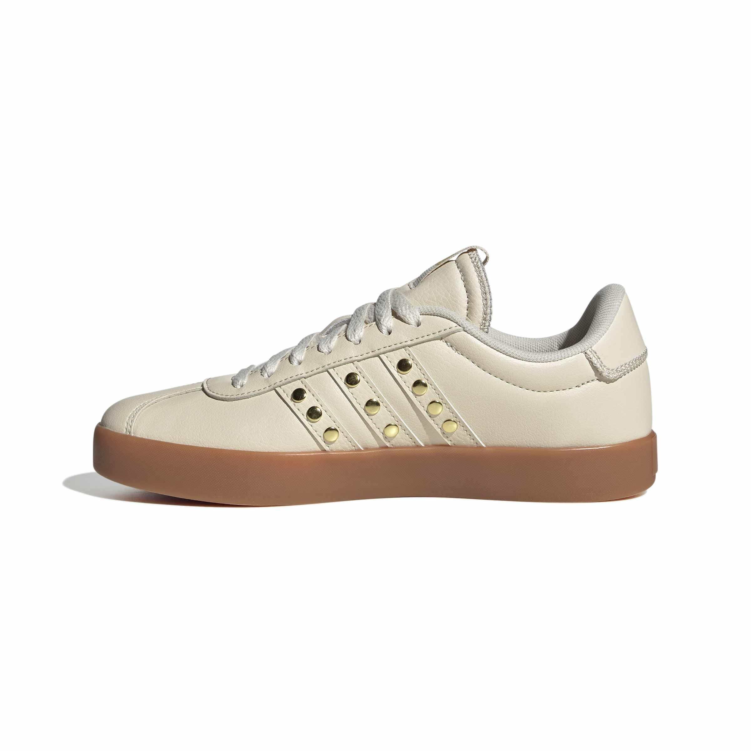 adidas Women's VL Court 3.0 Shoe 10.5 Wonder White/Gold Metallic