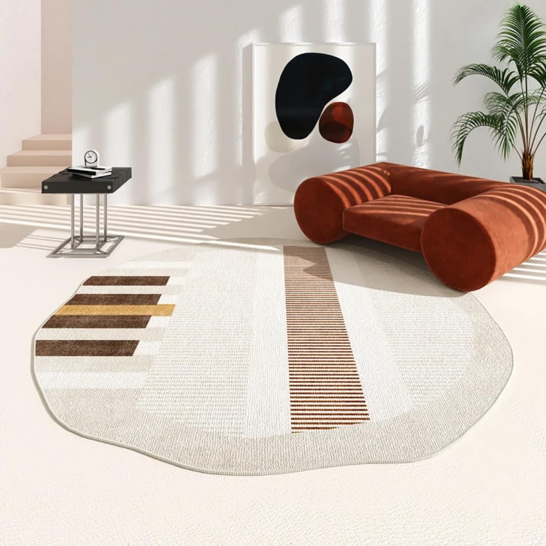 Tapis lavable pour salon moderne et épais de forme ronde 180 cm