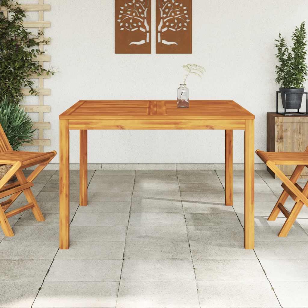 Masywny stół ogrodowy z drewna akacjowego, kwadratowy stół do jadalni 110 x 110 x 75 cm, na taras, do ogrodu i na podwórko, wytrzymały i łatwy w pielęgnacji blat stołu z litego drewna
