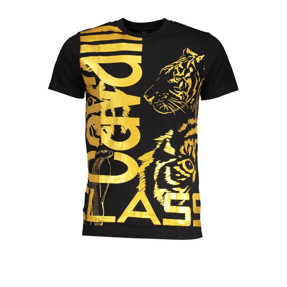 Cavalli Class Black Cotton Men's T-Shirt, Black, Large