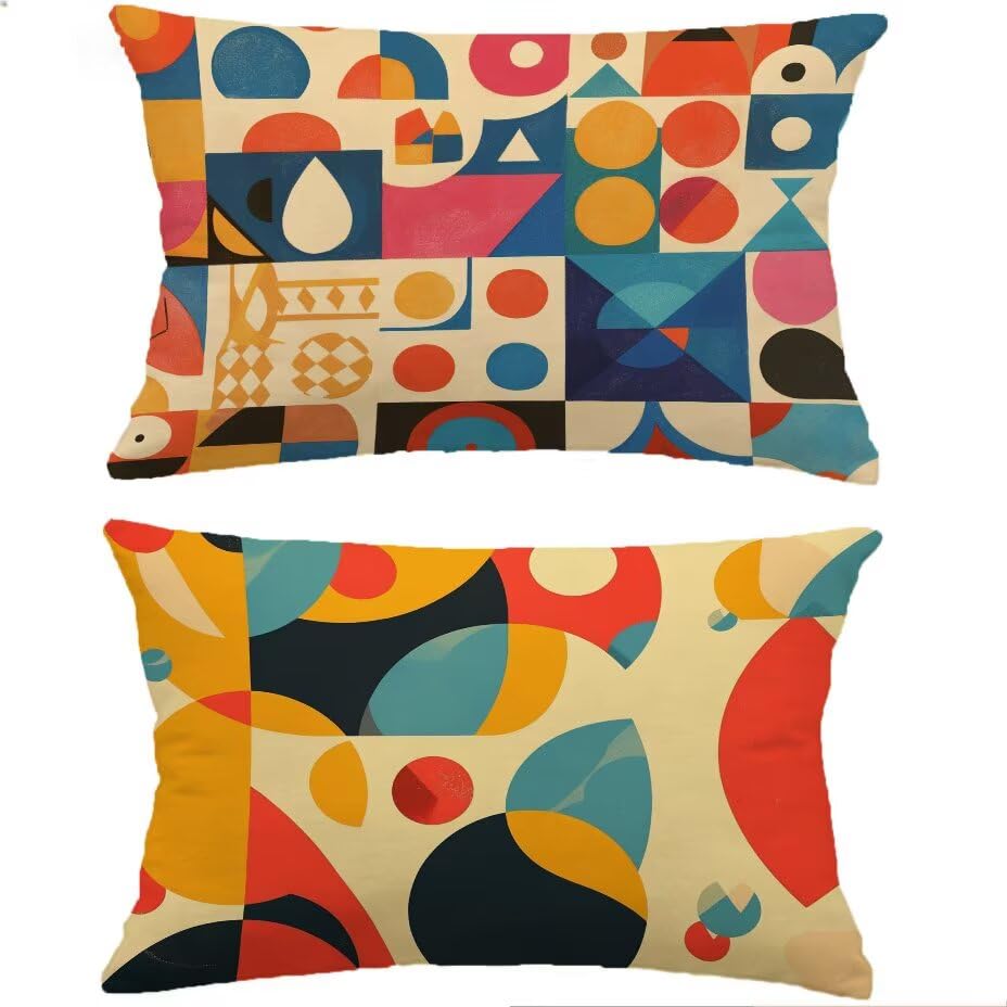 Coussin extérieur imperméable 70x90 cm housse géométrie résistant UV - 2