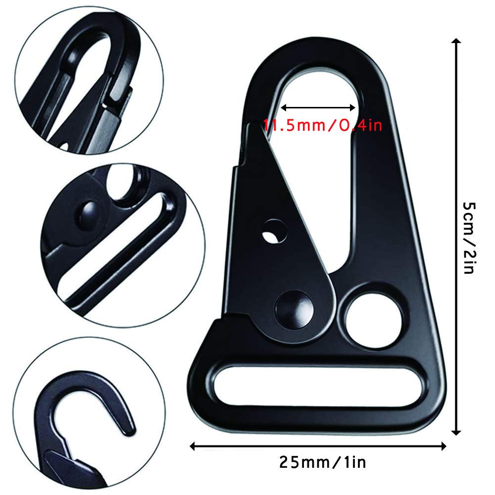 Tattico Moschettone, 12 Pezzi in Tessuto, Gear per Clip Alpinismo, Moschettone Esterno, per Alpinismo, Campeggio, Escursionismo, Caccia, Tiro, Attività All'Aperto (Nero)