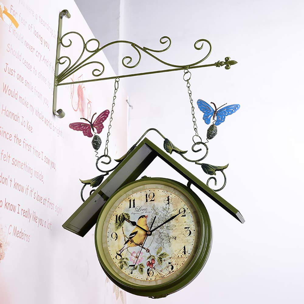 Horloge de gare double face vintage NaoSIn-Ni pour décoration de jardin
