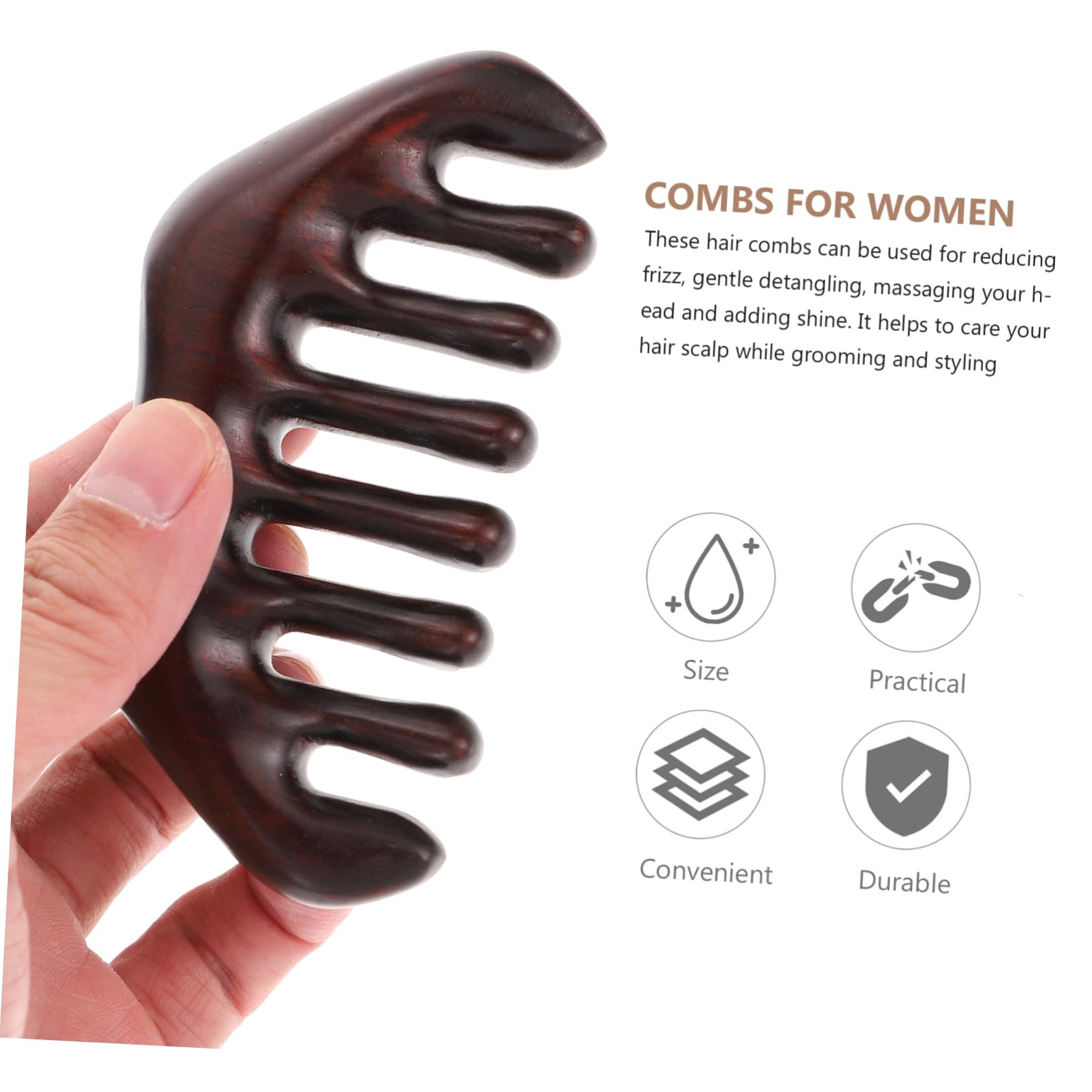 WOONEKY 2 Peines de Madera de Dientes Anchos para Cabello, Masajean el Cuero Cabelludo, Desenredan en Seco o Mojado, para Mujeres y Hombres
