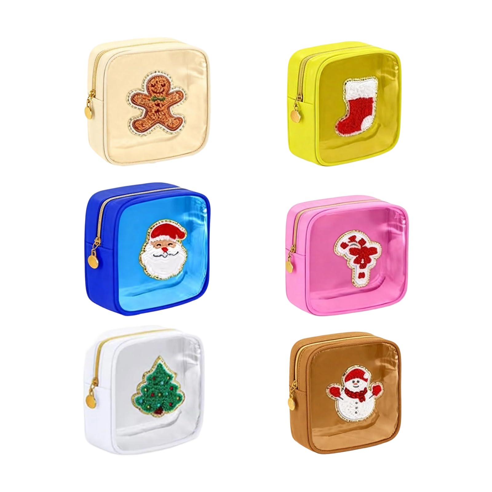 Kangnice Of 6/12 Waterproof Miniature Bags for Cosmetics and Essential Storage Featuring Sturdy Nylon Construction Christmas Miniature Cosmetic Bag Small Storage Bag Portable Organizers