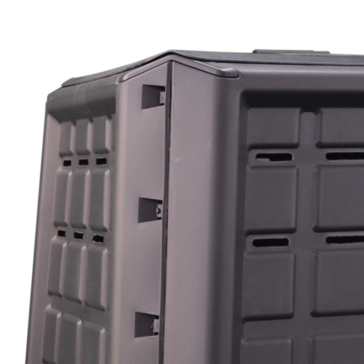 INTEC : Composter da giardino 380 L XXL Antracite. Vassoio per compost in plastica riciclata durevole con ventilazione ottimale per rifiuti. Comodo doppio accesso (coperchio superiore e trappa)
