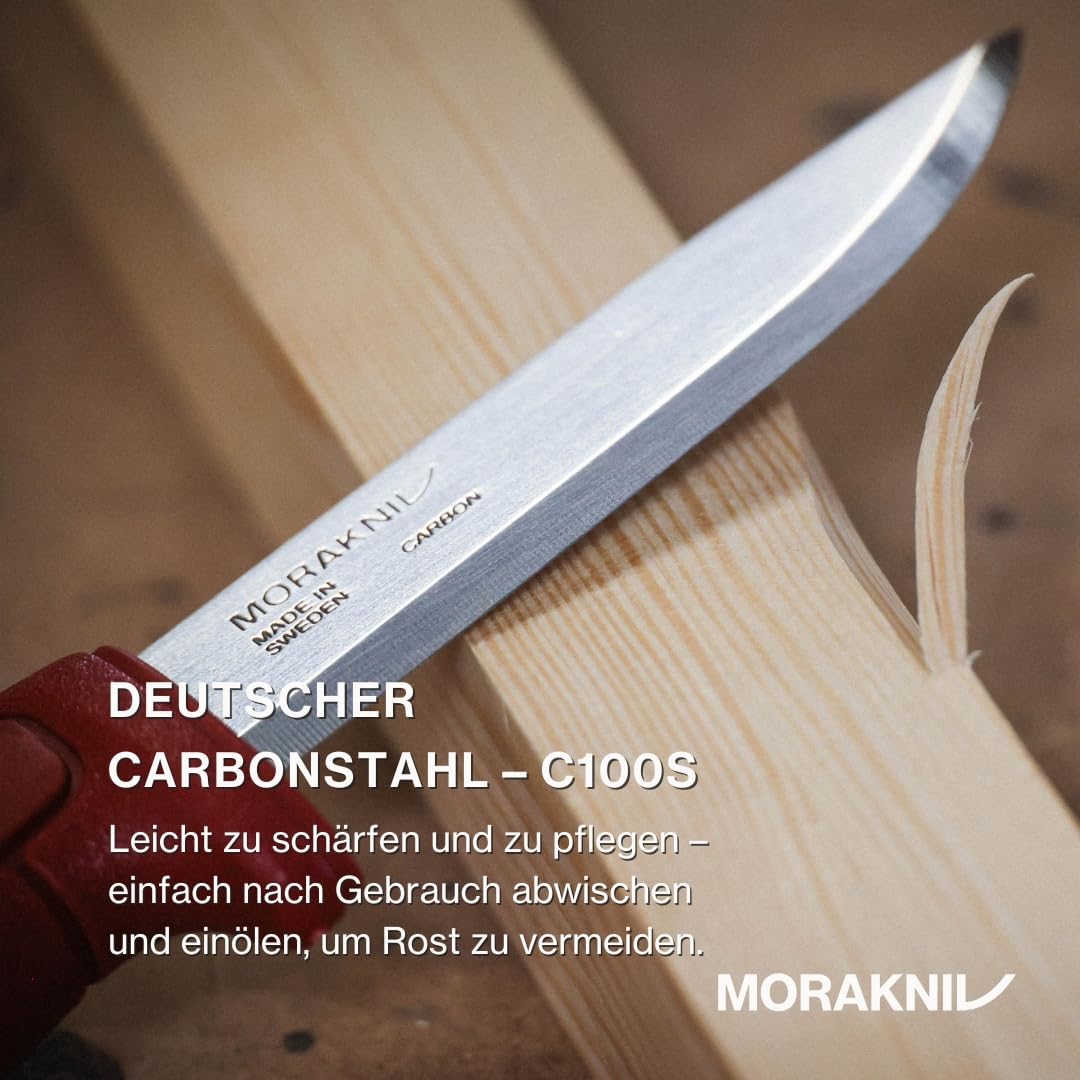 Morakniv Messer mit Scheide für Handwerker - 2-Pack Rot - Basic 511 C - Mora Messer Feststehende Klinge aus Kohlenstoffstahl - 2,0 mm - Hergestellt in Schweden - Outdoormesser feststehend