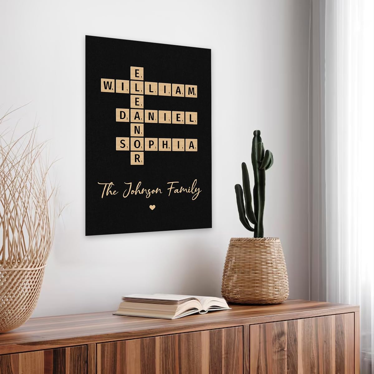 giftygifts Personalized Family Crossword Art - Created In A Moment, Treasured Forever Poster, Custom Family Name Crossword Wall Decor, Family Crossword Art, Christmas Birthday Gifts For Family - Image 3