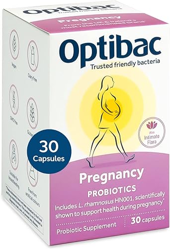 Optibac Probiotics Embarazo - Probiótico vegano para mujeres embarazadas y lactantes para apoyar la salud intestinal, inmune y vaginal, 12 mil
