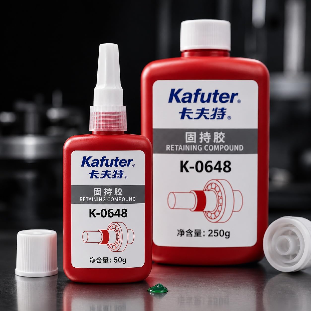 VIDOO Kafuter K-0648 Fijador Mecánico Antideslizante Verde, Retenedor Manguito Permanente Viscosidad Media, Gel Estabilizador Polea Resistente, 250g