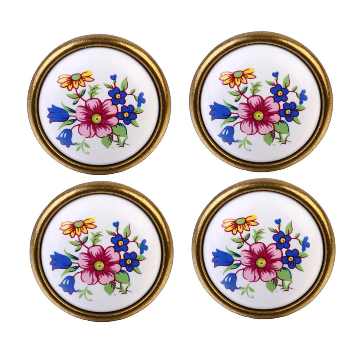LIFKOME 2 Sätze Keramische Türknöpfe Mit Blumenmuster Ländlicher Stil Für Schränke Diy Möbelknöpfe Für Küchenschränke Und Kommoden 4 Stück * 2