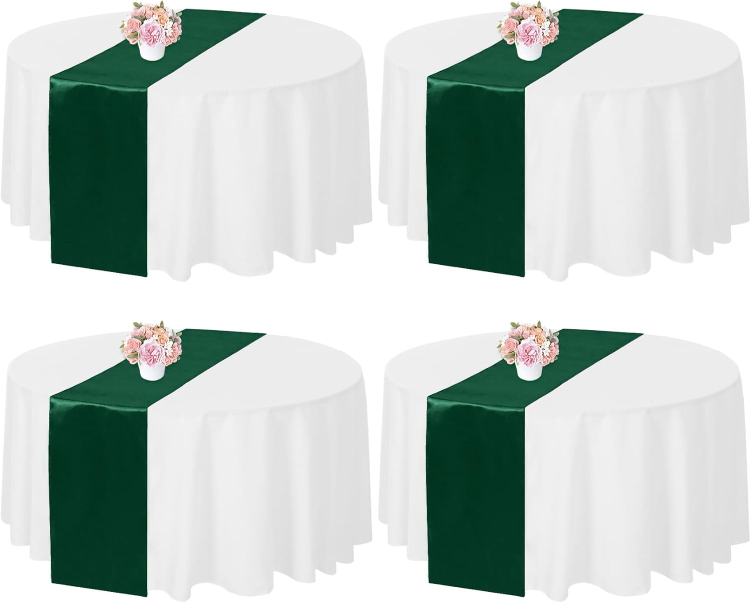 4 Set Polyester Tablecloth and Satin Table Runner, Washable