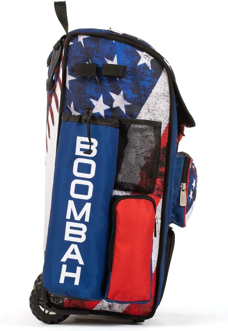 Boombah Rolling Superpack 2.0 Baseball/Softball Gear Bag - 23-1/2" x 13-1/2" x 9-1/2" - USA Baseball Royal/Red/White - Telescopic Handle - Holds 4 Bats - Wheeled Version