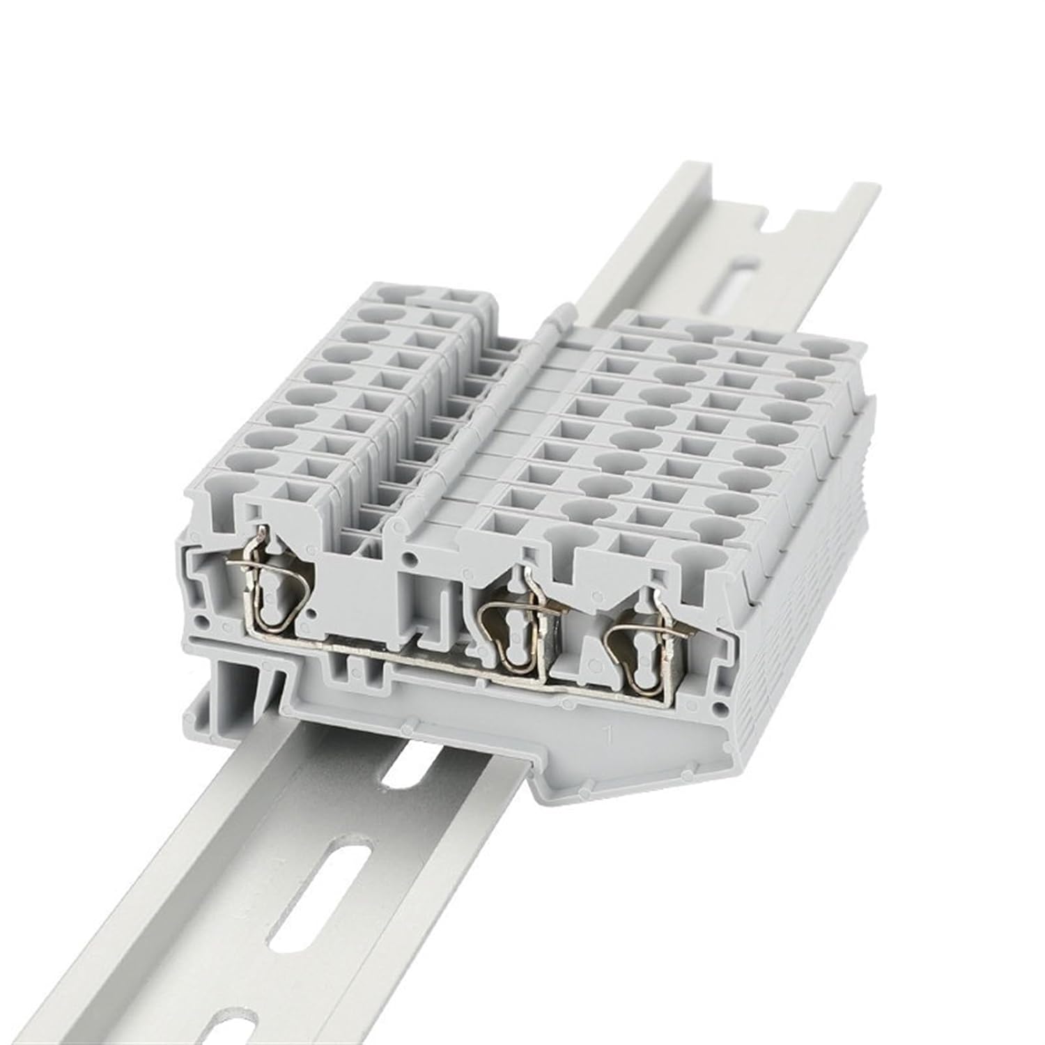 Wire Terminal Din ST4-TW 10Pcs Spring-cage 3 Conductors ST 4 Twin 4mm Electrical Cable Connector Din Rail Terminal Block(Orange)