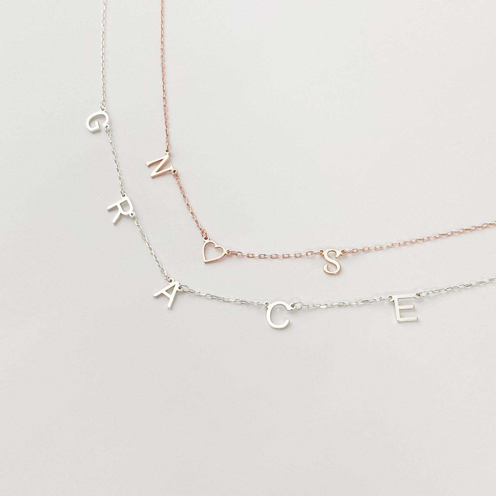 Personalizzato argento sterling collana con iniziale lettera gioiello