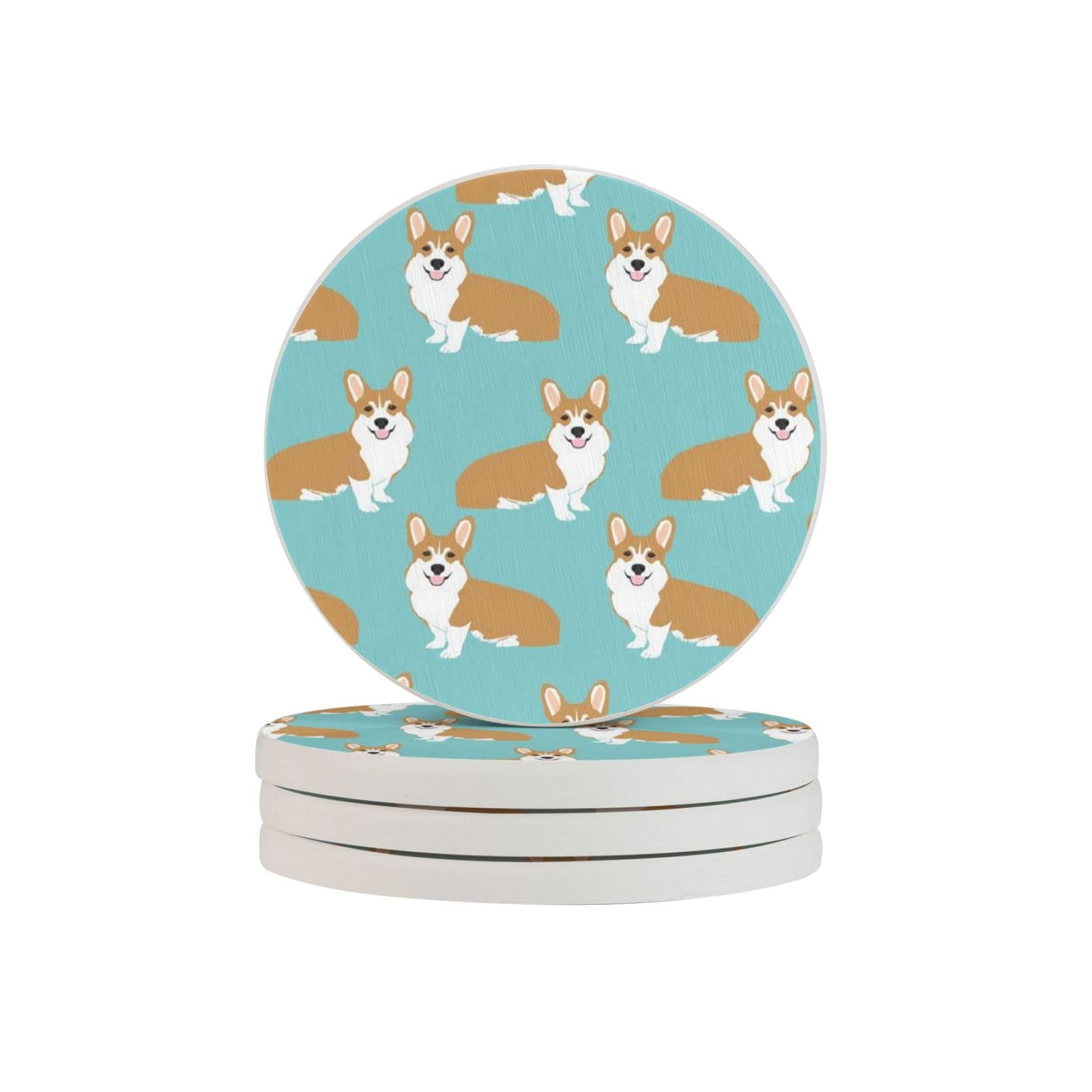 Corgi Dog Four Pieces Coaster Heat-Resistant Reusable Saucers for Drinks Wine Glasses Plants Cups Mugs